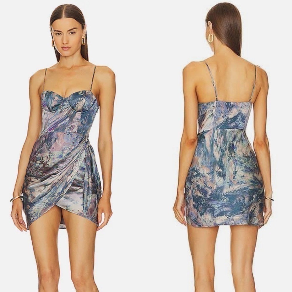 Michael Costello x REVOLVE Banks Mini Dress in Oil Abstract Print
